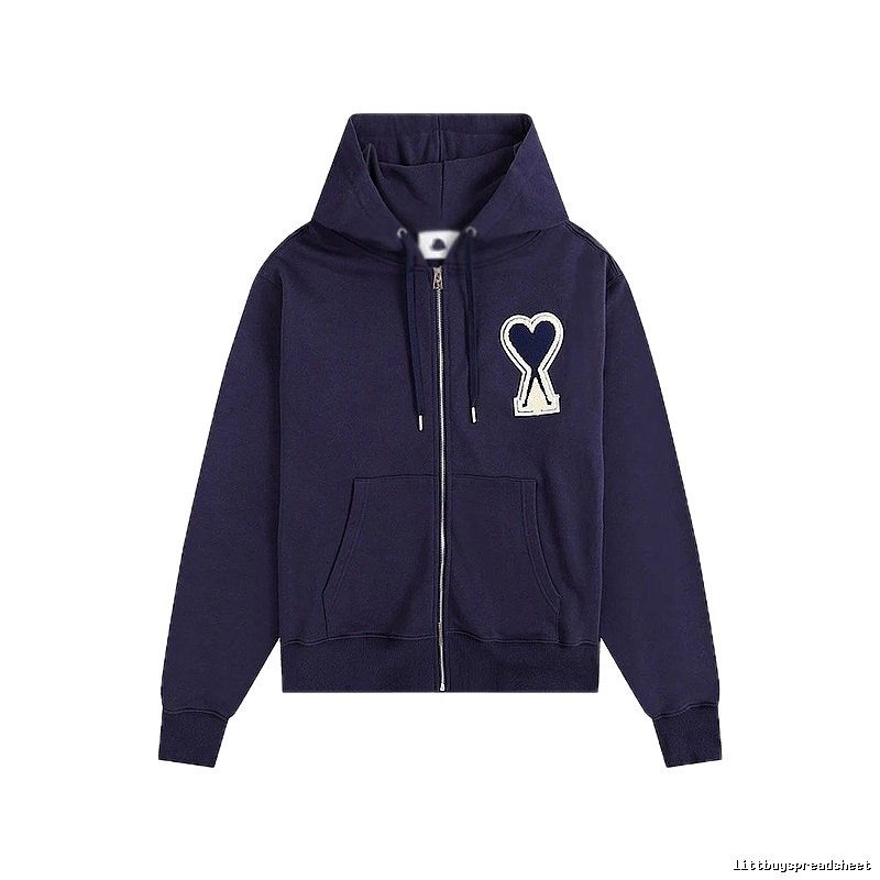 AMI Heart Pattern Zipper Hoodie