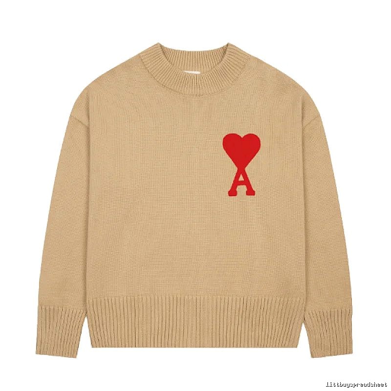 Ami Paris Lightweight Heart logo sweater Green Knit Top for Trend Styling