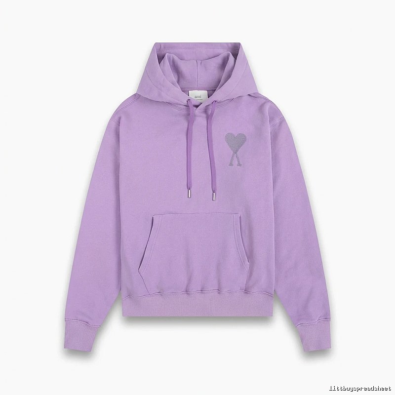 AMI series minimalist style purple hoodie