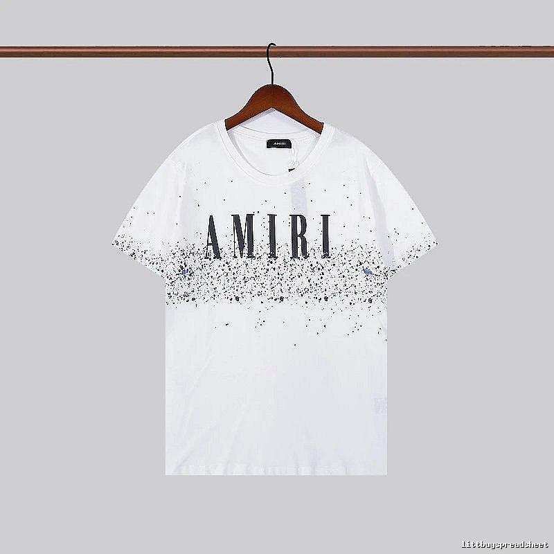 Amiri Logo Detail Graphic T-shirt White Blue Amiri with Relaxed Feel