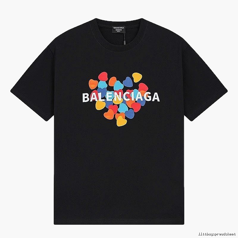 Balenciaga black T-shirt with a heart print.