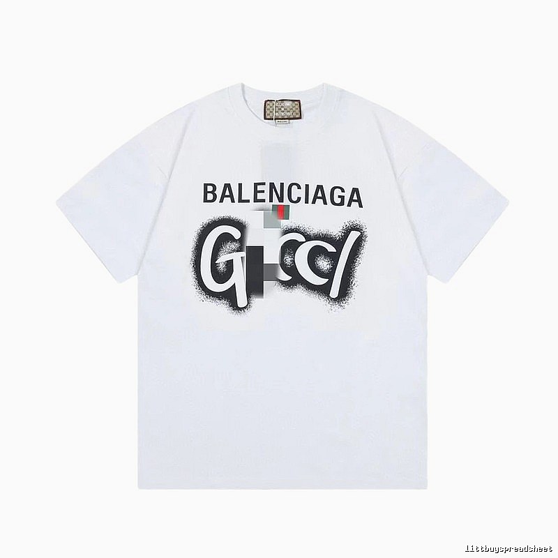 Balenciaga Co-branded Graffiti-style White Short-sleeve T-shirt