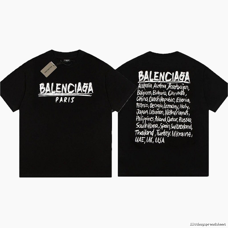 Balenciaga Graffiti Street Style Black Short Sleeve T-shirt
