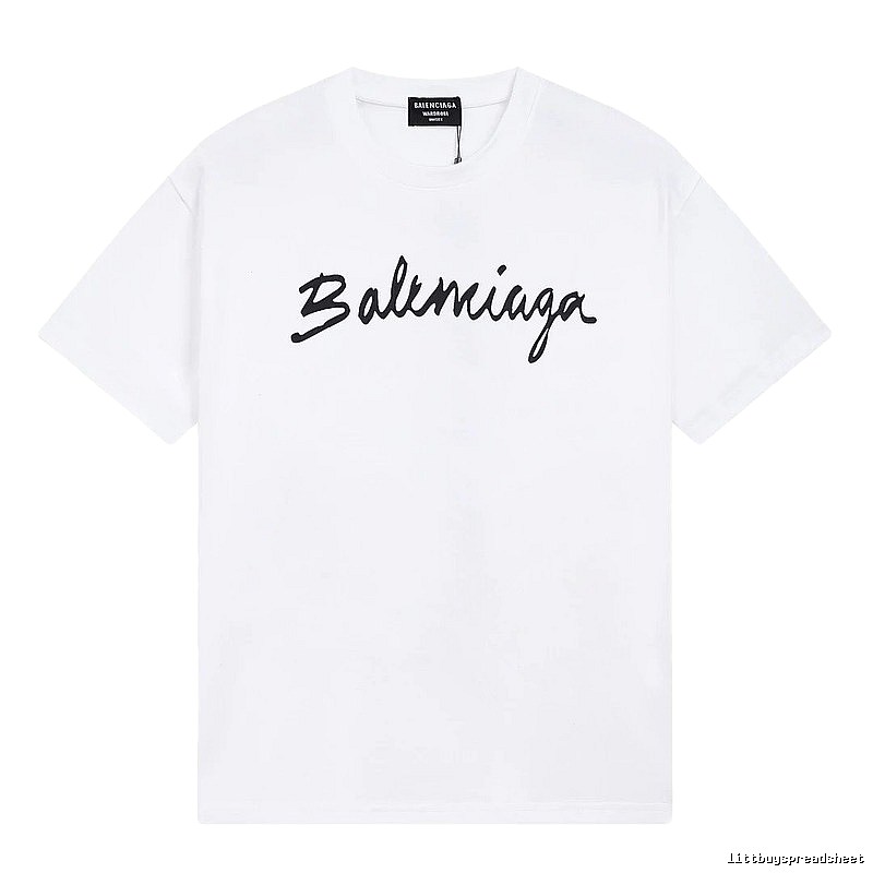 Balenciaga Handwritten Signature Casual White T-shirt