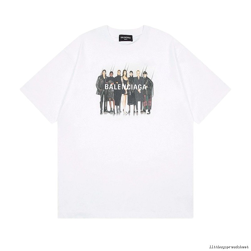 Balenciaga Trendy and Cool Style Portrait Print White T-shirt