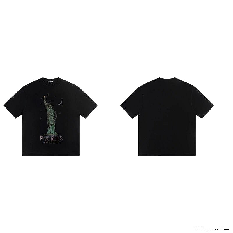 Balenciaga Vintage Style Statue of Liberty Black T-Shirt
