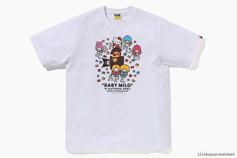 Bape cartoon - printed white T - shirt