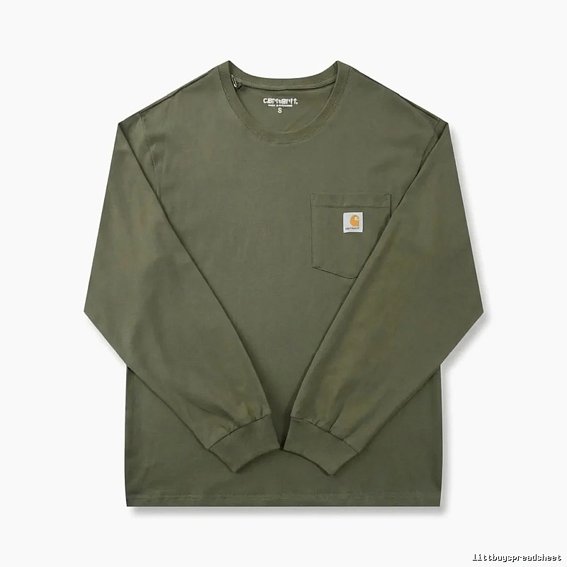 Carhartt workwear style olive green long-sleeve