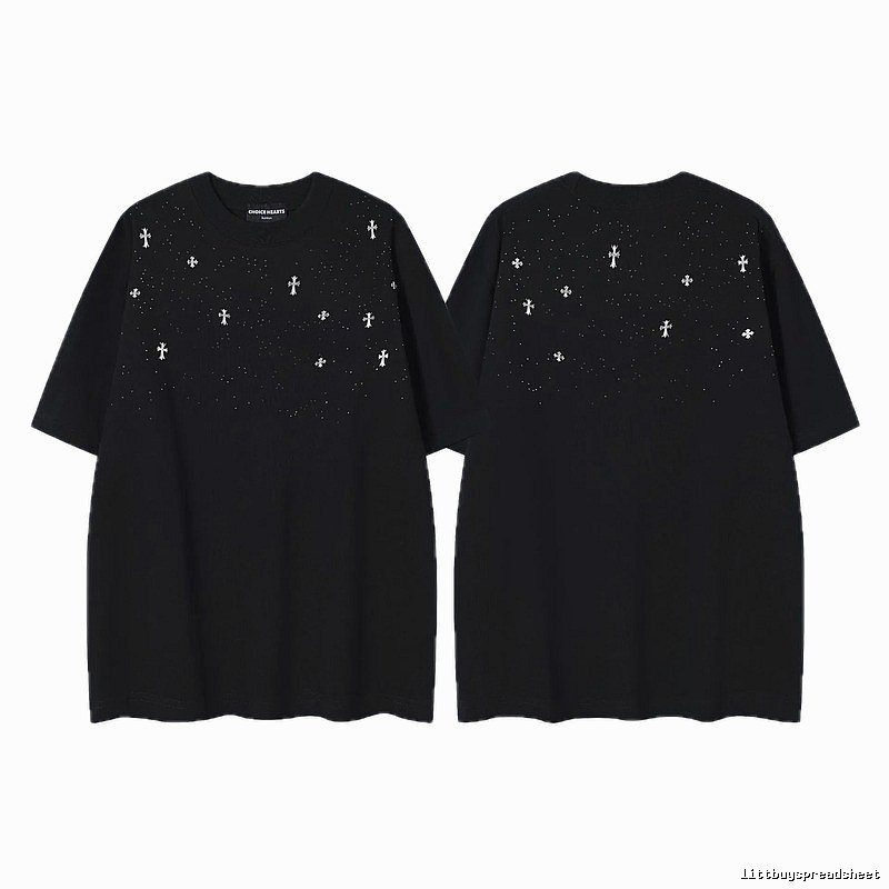 Chrome Hearts Cross Embroidered Street Style Black Short-sleeve T-shirt