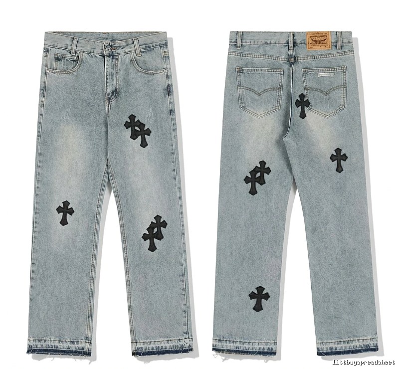 Chrome Hearts denim-style light blue jeans
