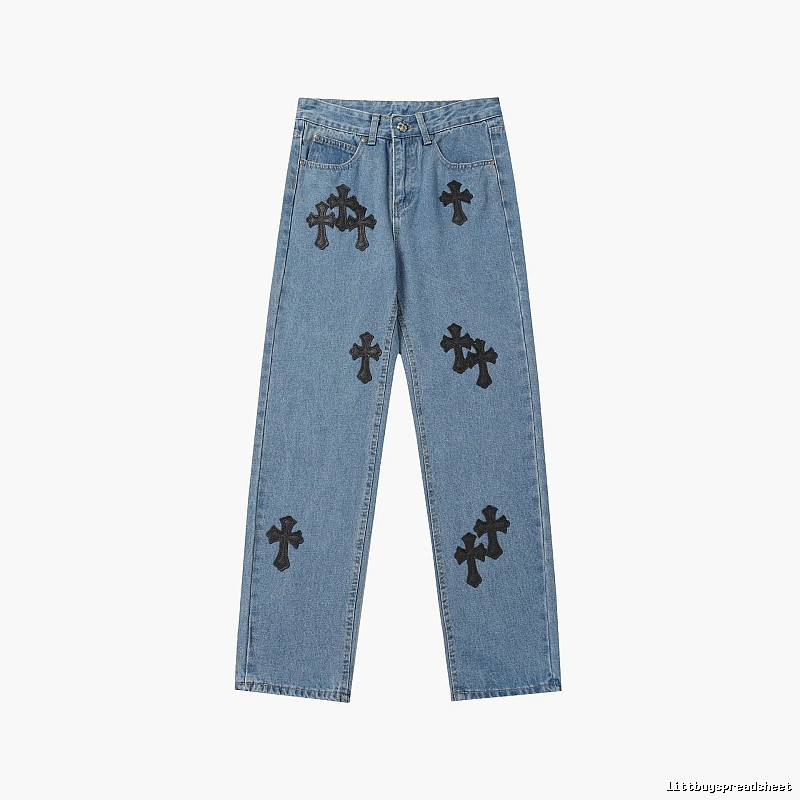 Chrome Hearts Easy Match Graphic jeans Light Denim Jeans for Leisure Wear