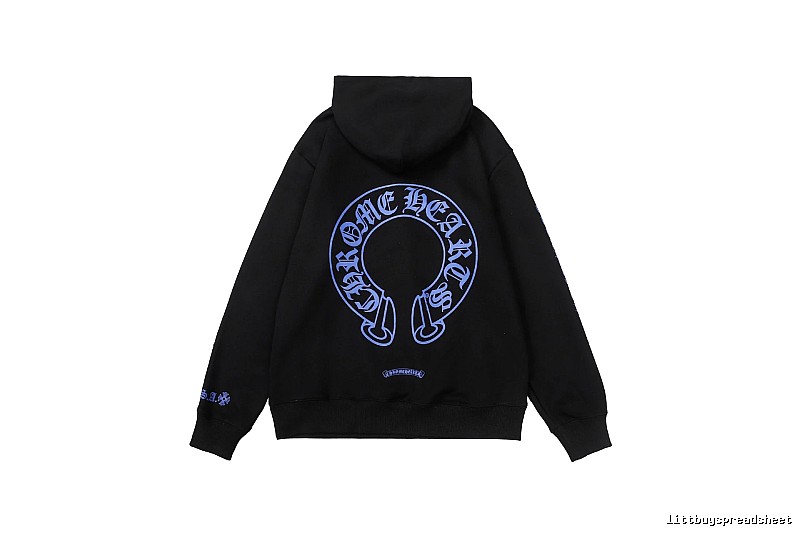 Chrome Hearts Logo Detail Cross graphic hoodie Black Blue Cross with Functional Detail