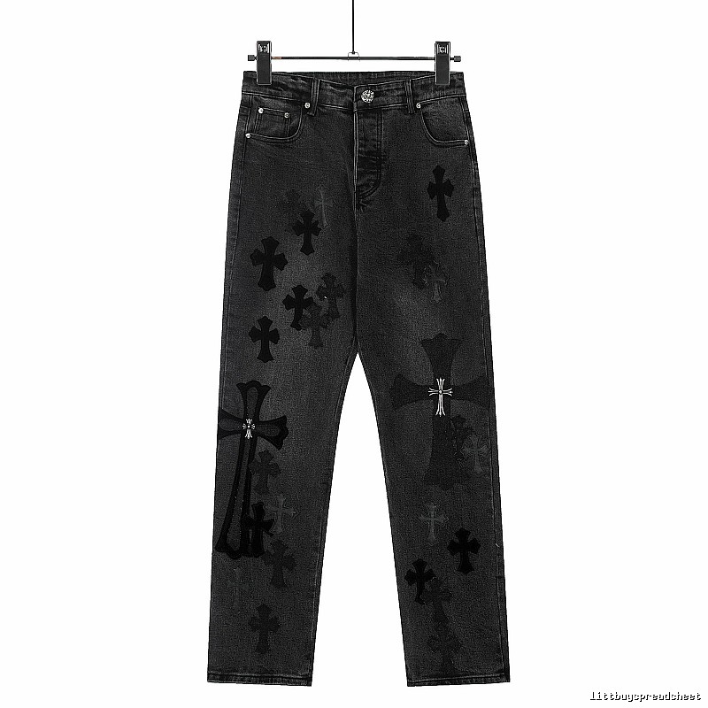 Chrome Hearts Logo Detail Graphic jeans Light Denim Jeans with Relaxed Feel