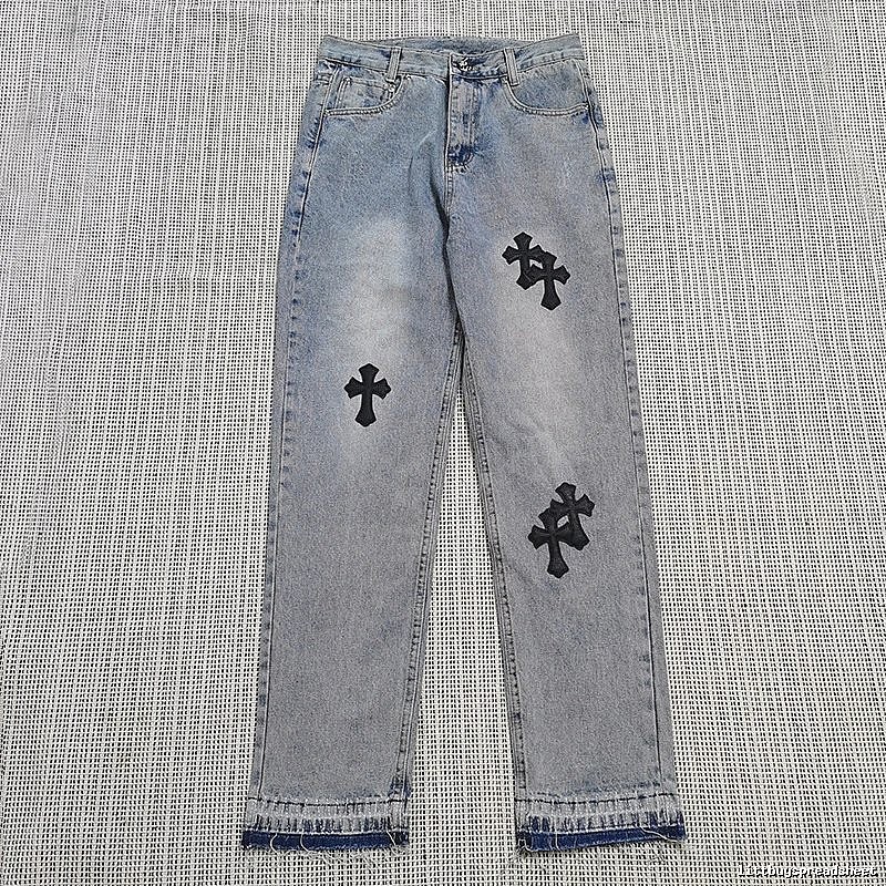 Chrome Hearts Monogram Cross patch jeans White Jeans Black for Layered Styling