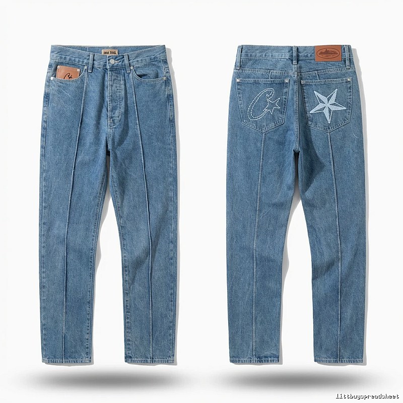 Corteiz star embroidery denim blue jeans