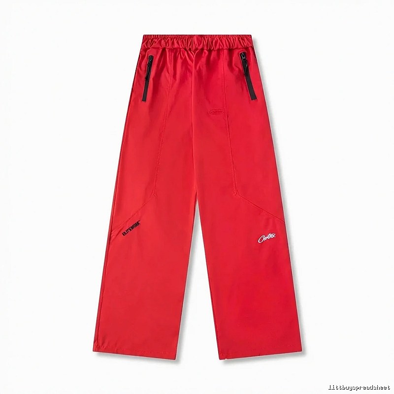 Corteiz workwear-style red long trousers