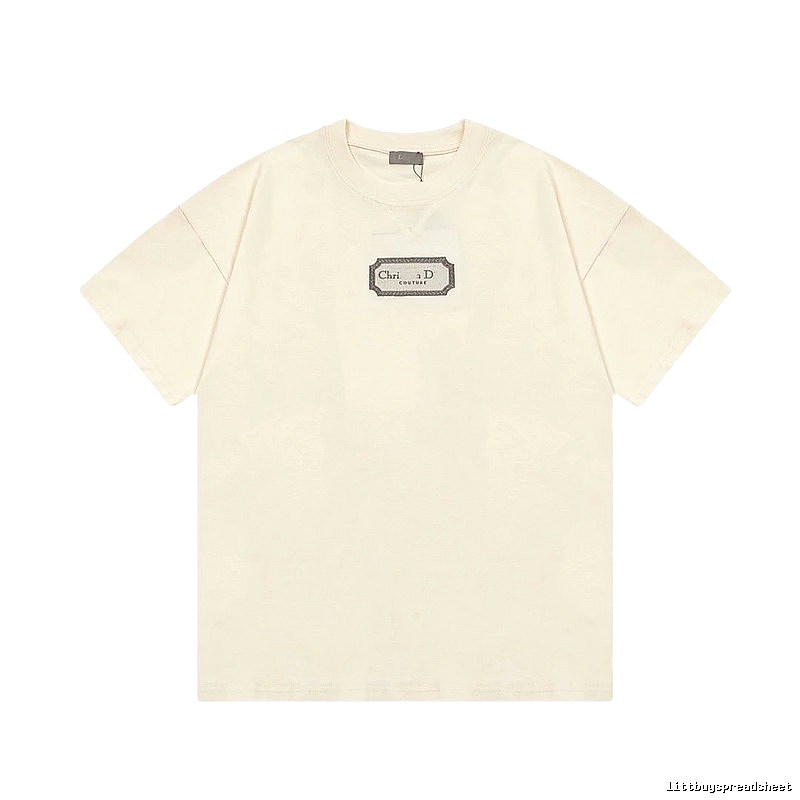 Dior Couture Minimalist Style Off-White Short-sleeve T-shirt
