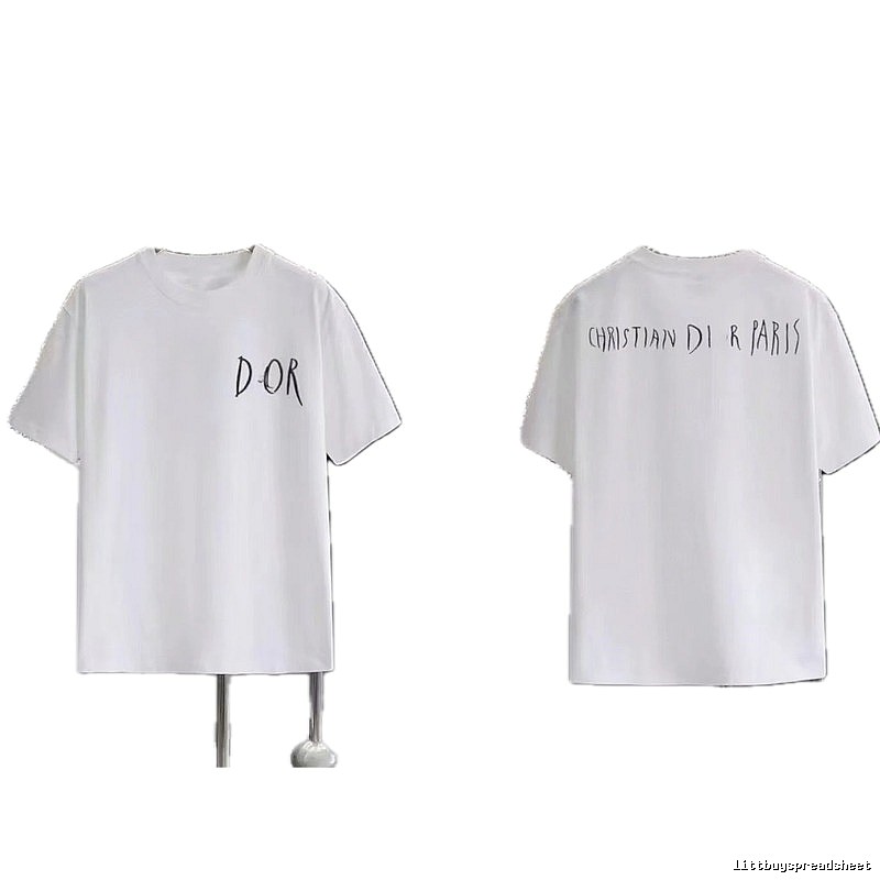 Dior Hand-painted Graffiti Style White Short-sleeved T-shirt