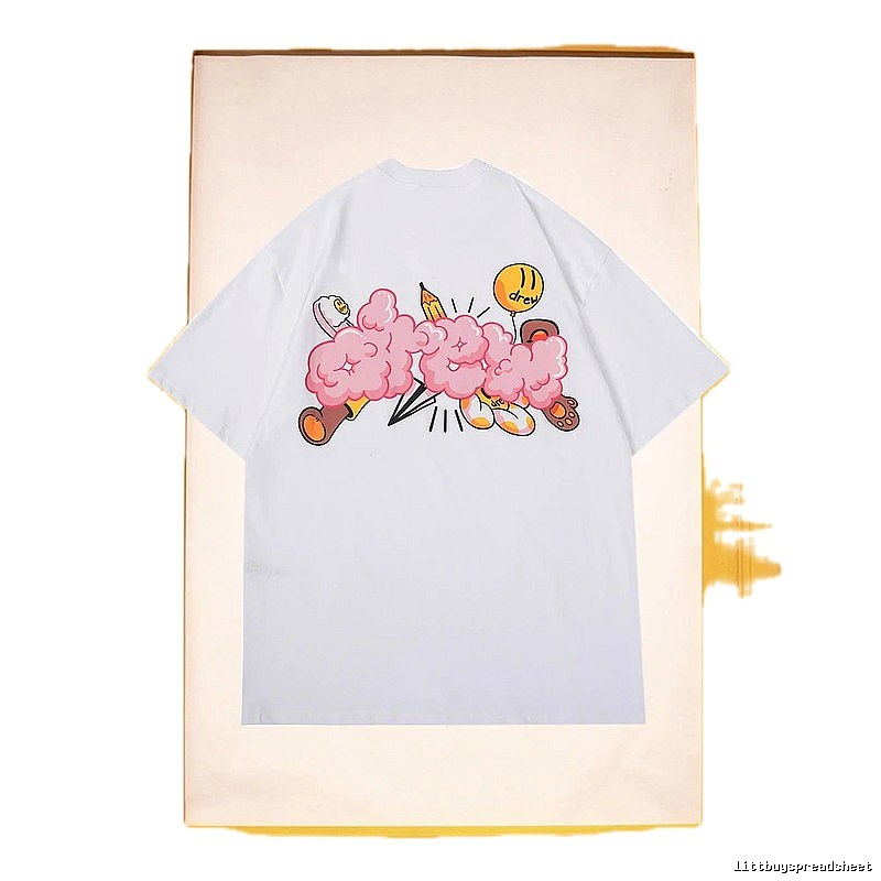 DREW Cloud Print Street Style White Short-sleeve T-shirt