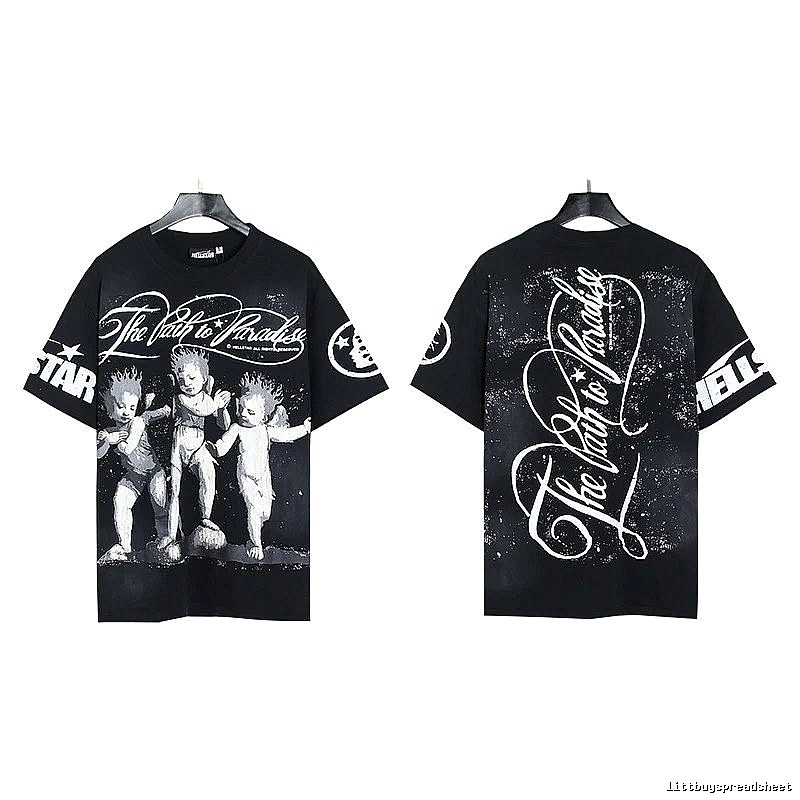 Hellstar Angel Print Street Style Black T-shirt