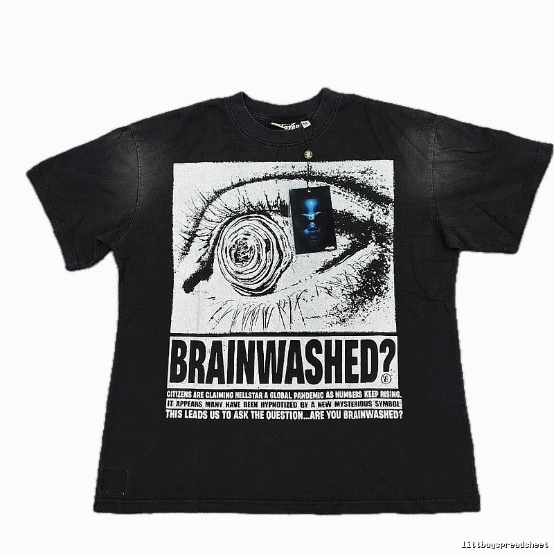 Hellstar Eye Print Street Style Black T-shirt