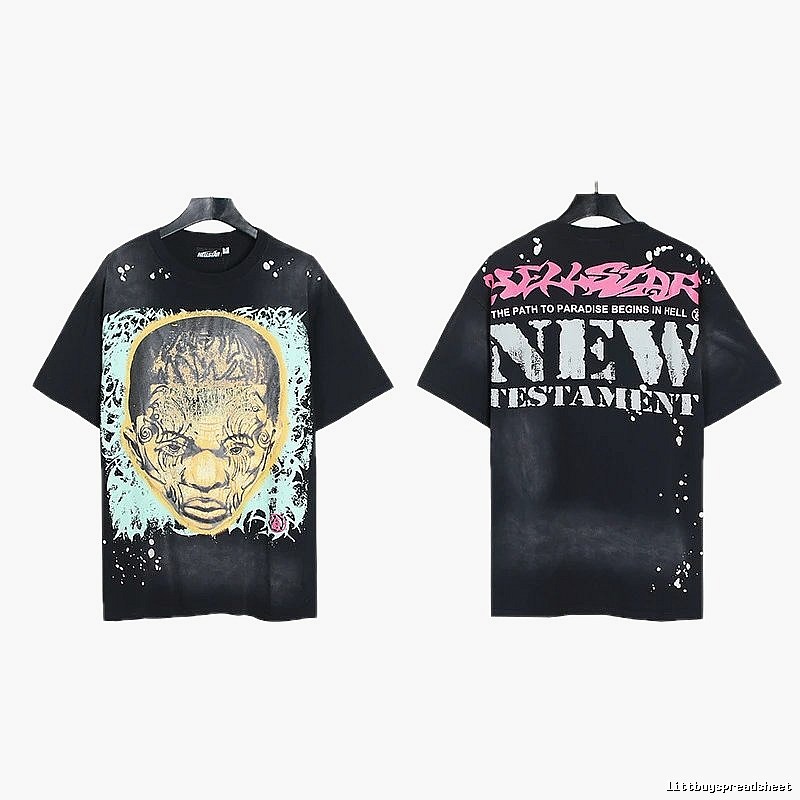 Hellstar Portrait Print Street Style Black T-shirt