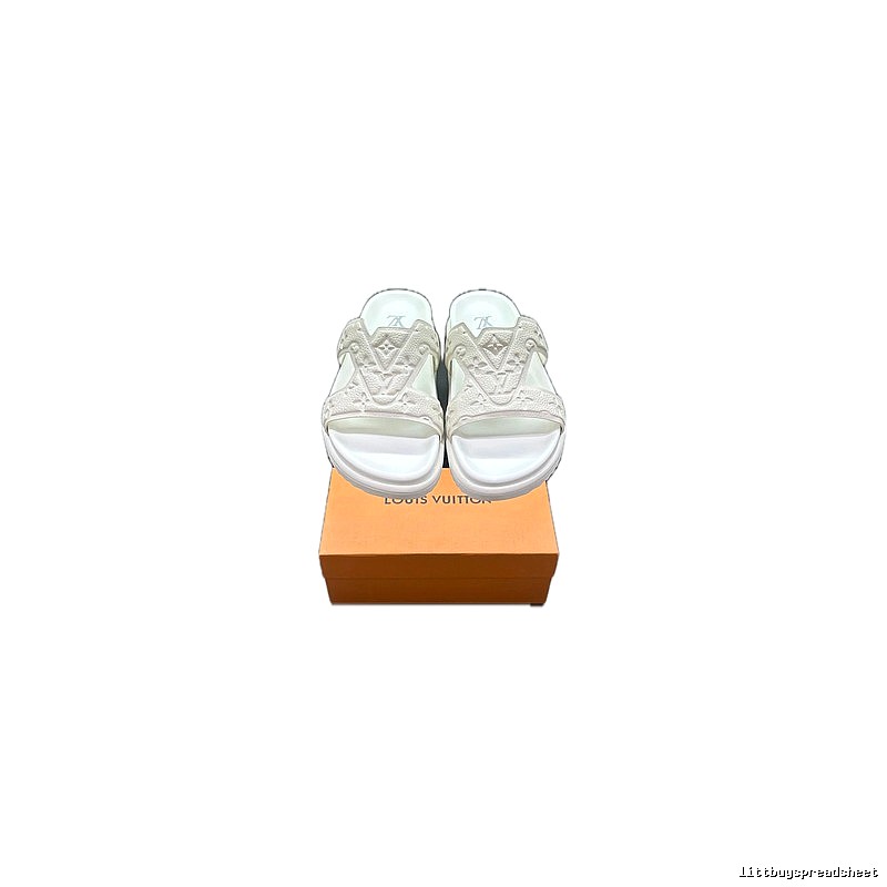 Louis Vuitton Embossed Monogram Casual Style White Slippers