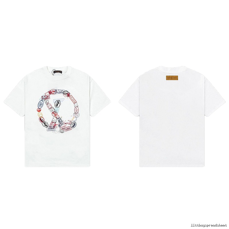 Louis Vuitton Postmark Print Vintage Style White T-Shirt