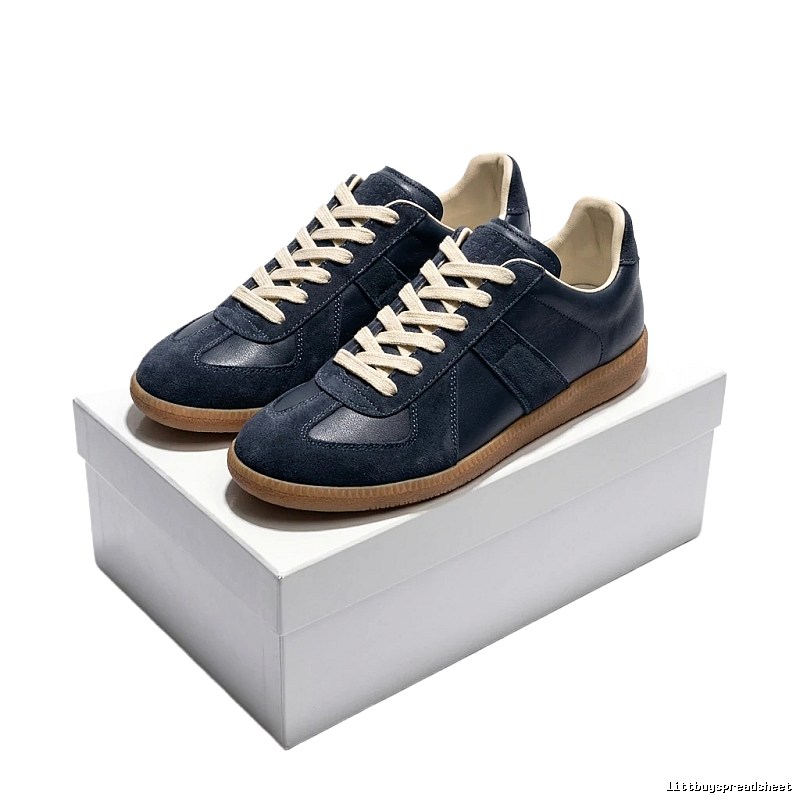 Maison Margiela retro-style dark blue sports shoes