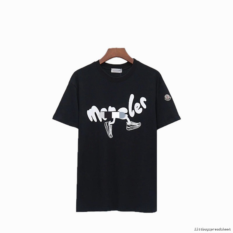 Moncler Casual Printed Black Short Sleeve T-Shirt