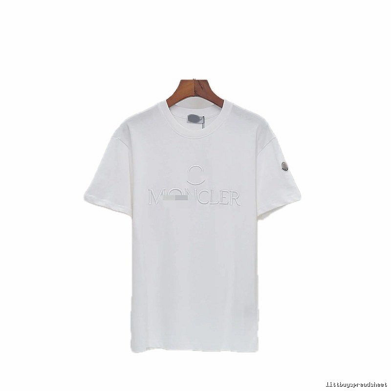 Moncler Embossed Casual Style White Short-sleeve T-shirt