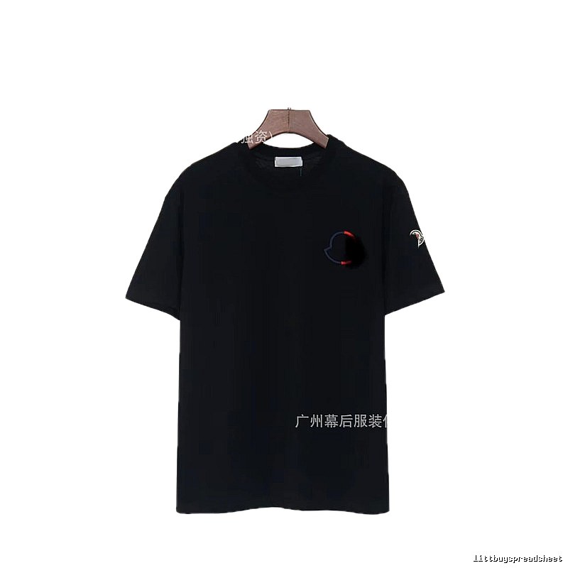 Moncler Embroidered Casual Black Short-sleeve T-shirt