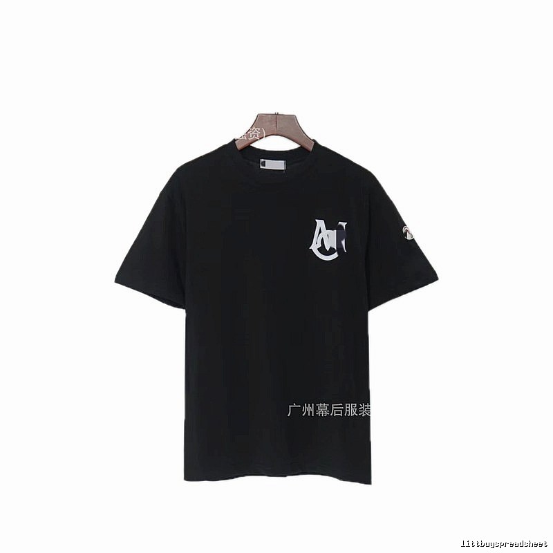 Moncler Printed Casual Style Black T-Shirt