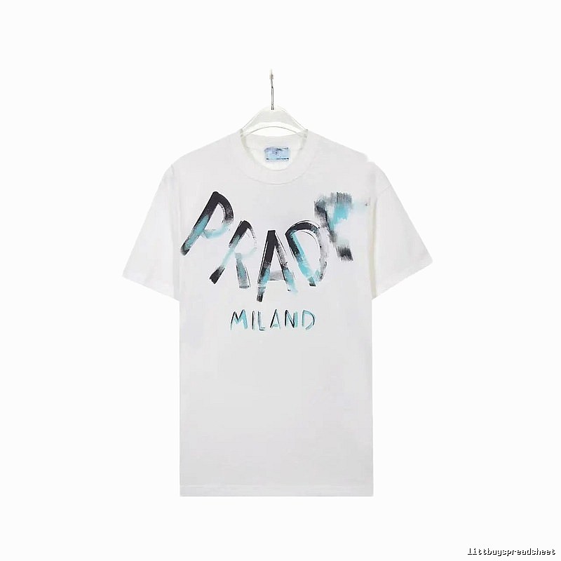 Prada Graffiti Street Style White Short-sleeve T-shirt