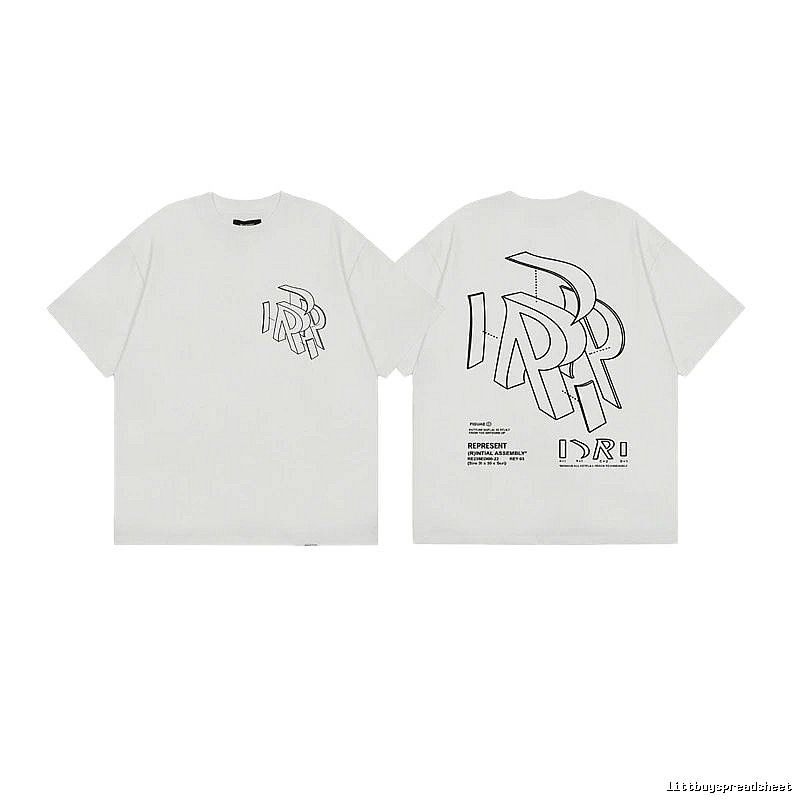 Represent Geometric Print Street-style Off-white T-shirt