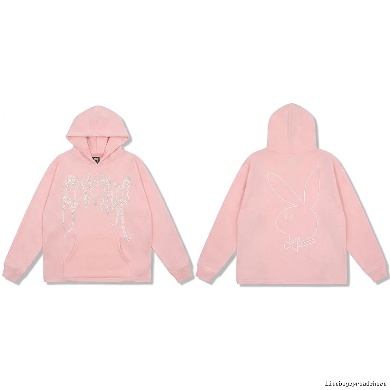 Revenge rabbit print pink hoodie