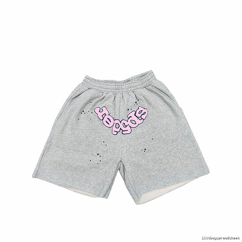 Sp5der Printed Street Style Grey Shorts