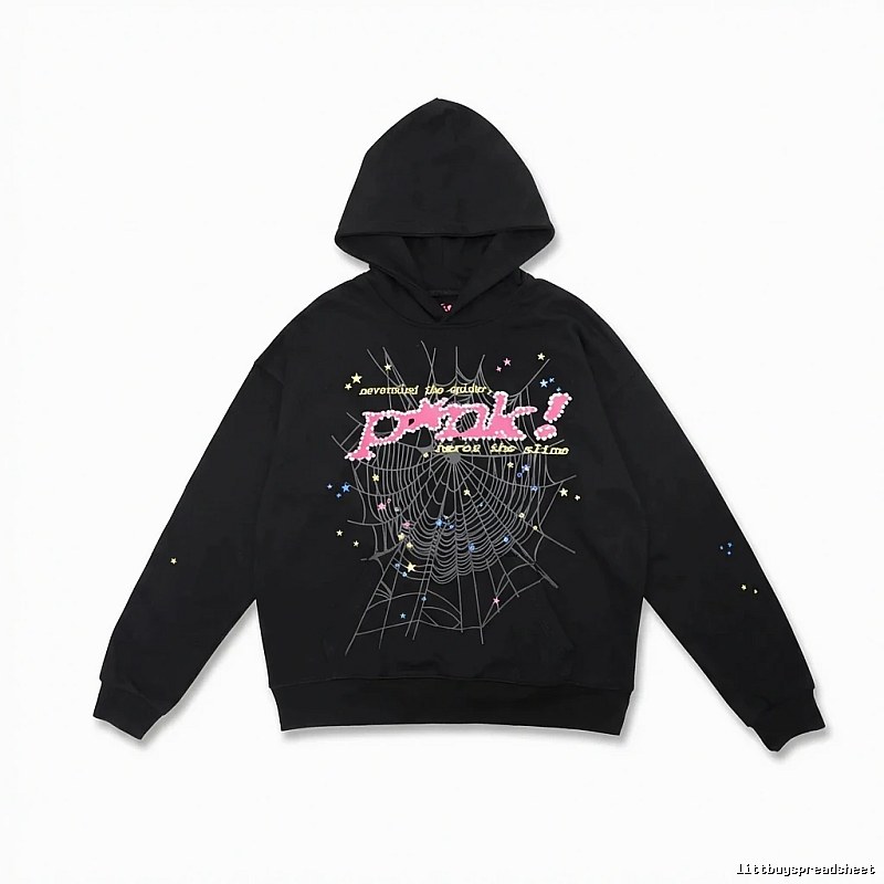 Sp5der Starry Web Style Black Hoodie