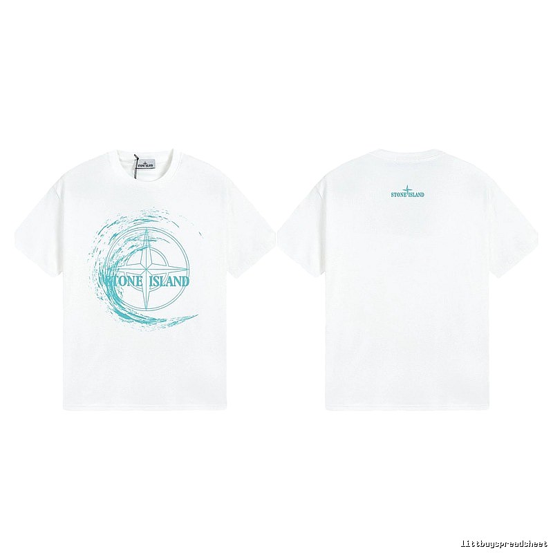 Stone Island Compass Print Street Style White T-Shirt
