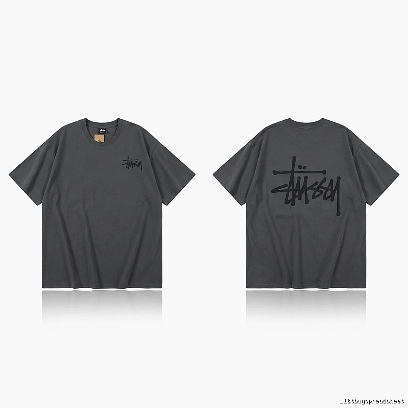 Stussy basic style simple style dark gray T-shirt