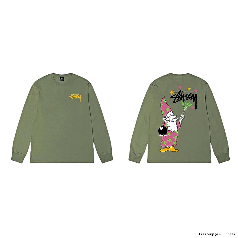 Stussy Cartoon Fun Style Olive Green Sweatshirt