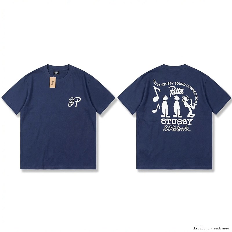 Stussy Co-branded Hip-hop Style Navy Blue T-shirt