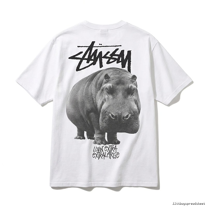 Stussy Hippo Trendy and Cool Style White T-shirt