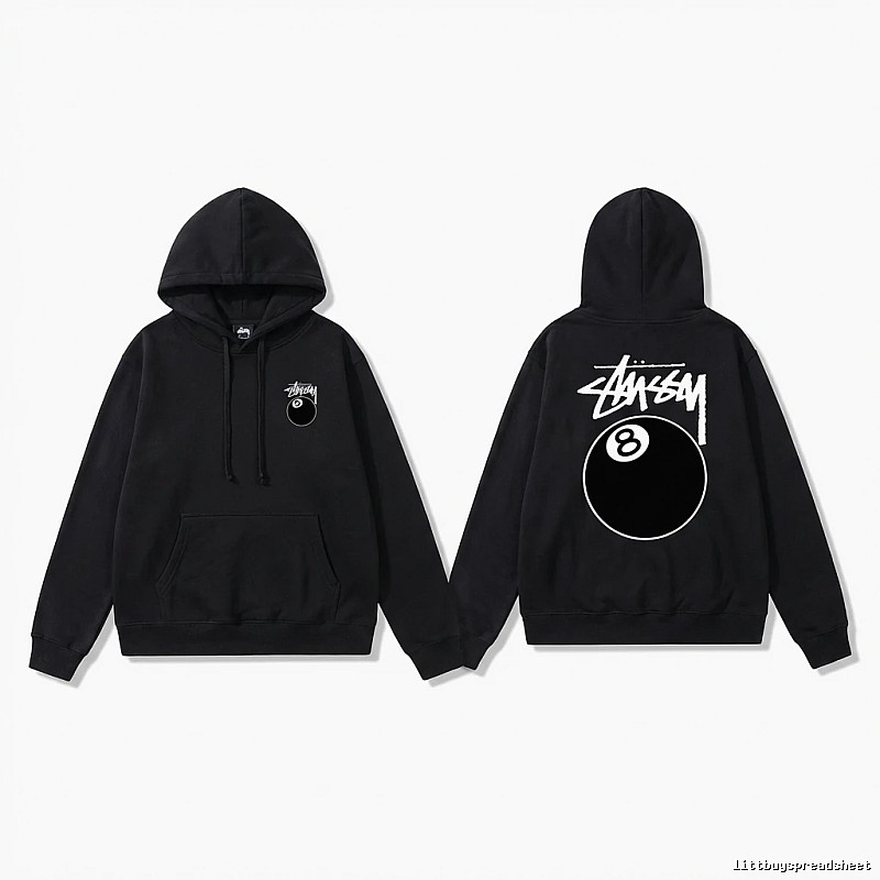 Stussy No. 8 Ball Cool Style Black Hoodie