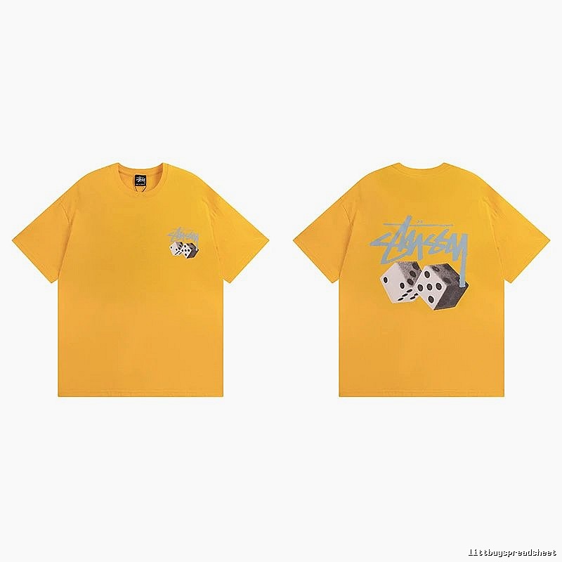 Stussy Yellow Spider Graphic T-Shirt Summer Styling Logo