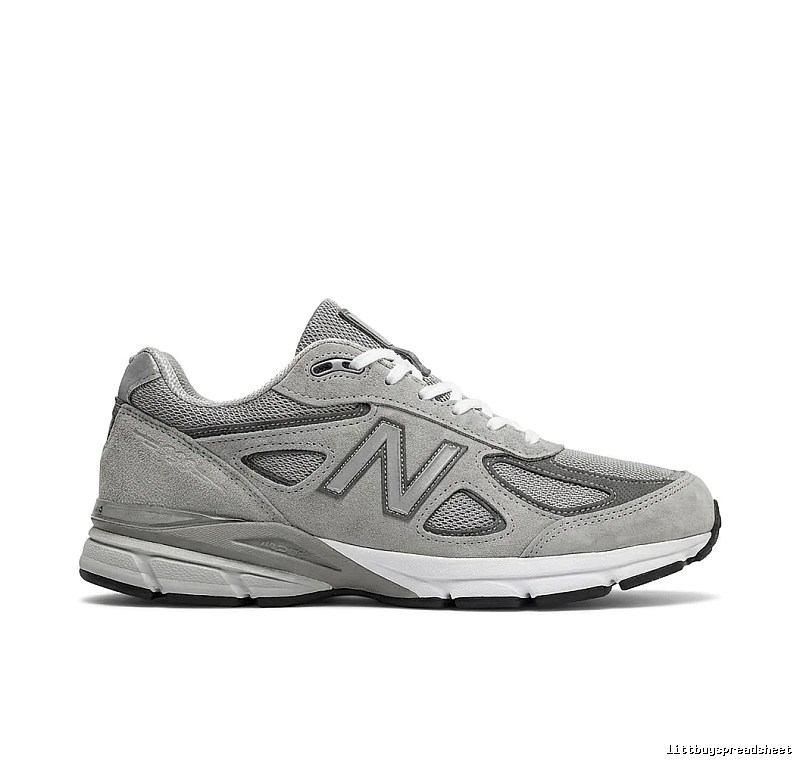 The retro-style gray shoes of the New Balance 990 series