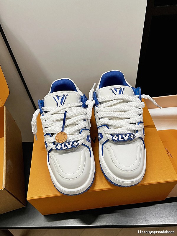 White Louis Vuitton White Blue Low-top Sneaker for Casual Outfits