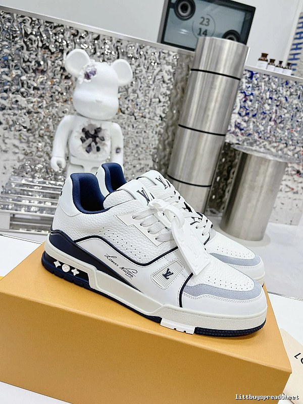 White Low-top Louis Vuitton White Blue Low-top Sneaker for Casual Outfits